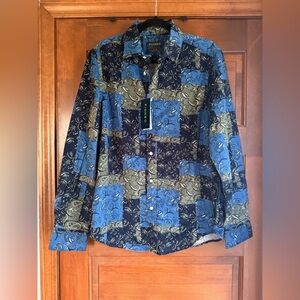 Pimbo Men’s Bandana Print Corduroy Button Down